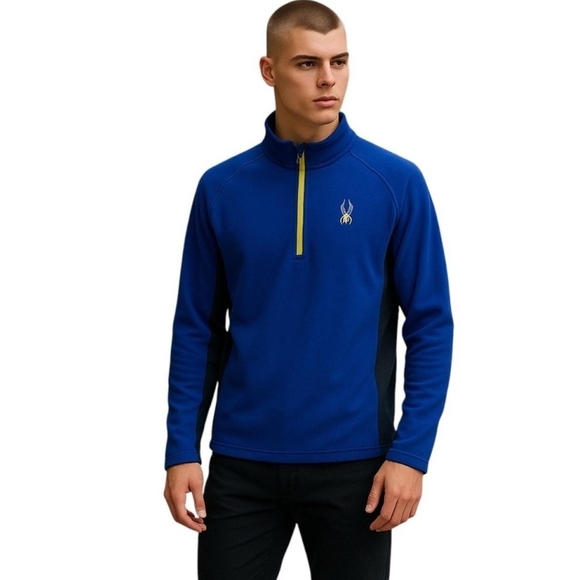 Spyder Royal Blue and Black Quarter-Zip Pullover - Picture 1 of 13